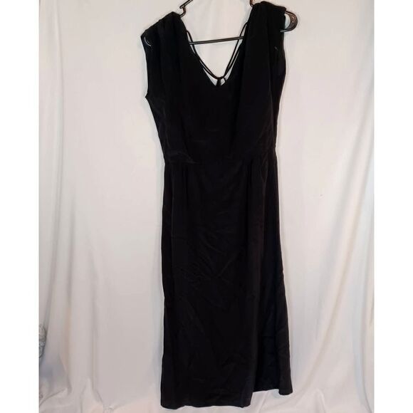 No. 6 Store New York 100% Silk Black Open Back Midi Sleeveless Dress 2 - Picture 2 of 10